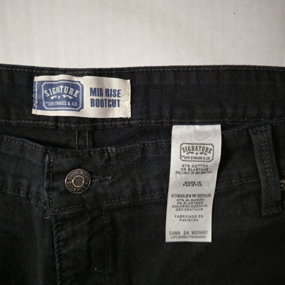 Signature By Levi's Womens Mid Rise Bootcut Jeans Black Stretch Dark Wash  24 - Picture 6 of 10